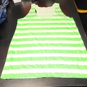 Forever21 green stripped tank top Sz L